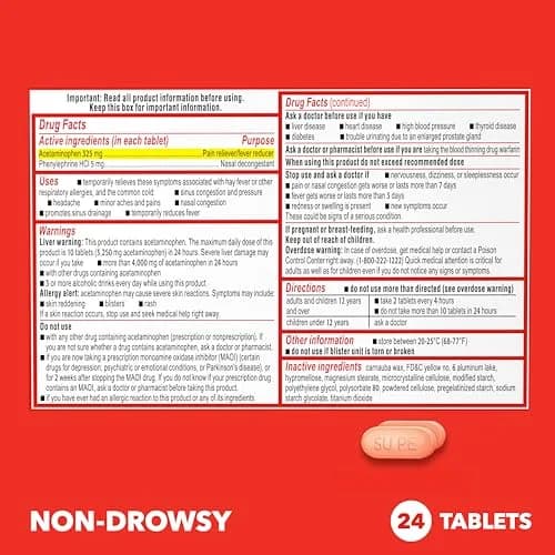 Sudafed Sinus Pressure + Pain Relief Tablets 24 Ct | Non-Drowsy Maximum Strength thumbnail 6