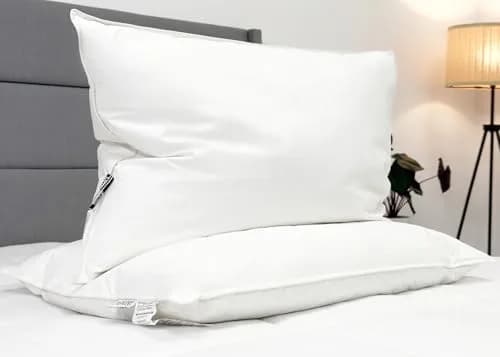 Pillowtex Hotel Feather & Down King Pillow Set (2 Pack) | Medium-Firm Support, White, Cotton Cover thumbnail 7