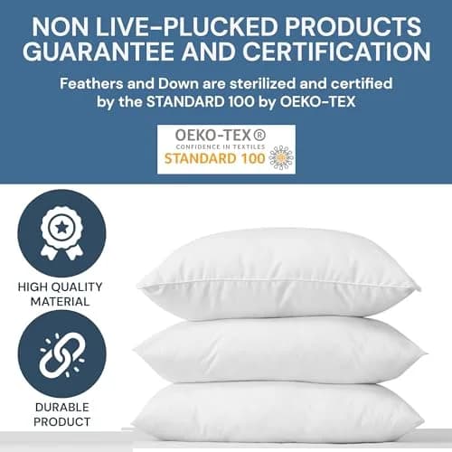 Pillowtex Hotel Feather & Down King Pillow Set (2 Pack) | Medium-Firm Support, White, Cotton Cover thumbnail 10