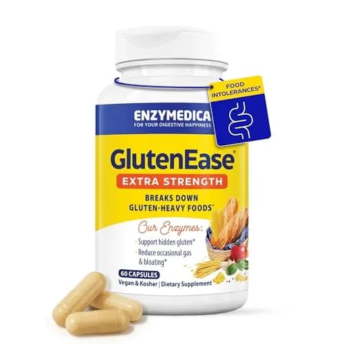 Enzymedica GlutenEase Extra Strength Digestive Enzyme Supplement 60 Capsules | Supports Gluten & Casein Digestion thumbnail 1