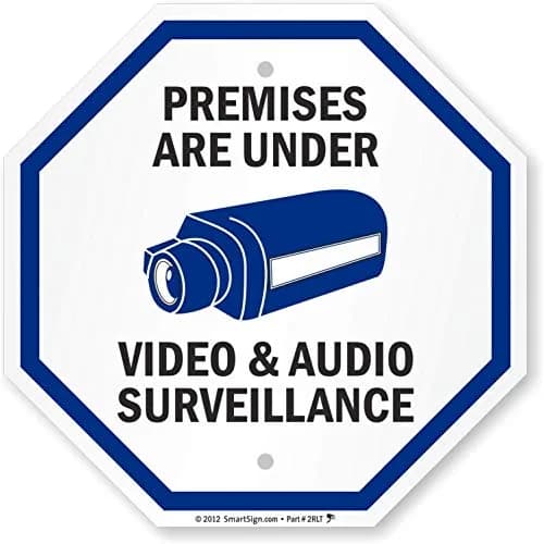 SmartSign Premises Are Under Video & Audio Surveillance Sign 12" x 12" Aluminum Sign thumbnail 1