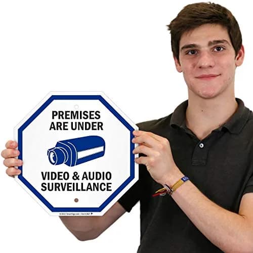 SmartSign Premises Are Under Video & Audio Surveillance Sign 12" x 12" Aluminum Sign thumbnail 2