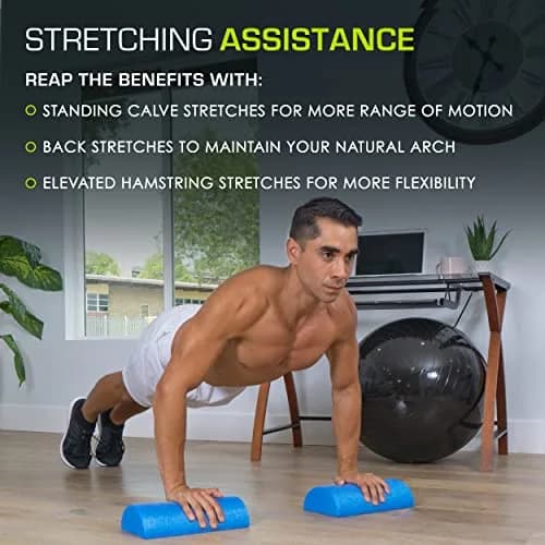 ProsourceFit Flex Foam Roller Muscle Massage & Balance Trainer 30cm (12") x 7.6cm (3") Blue | Core Strength & Stability thumbnail 5