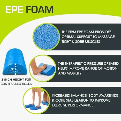 ProsourceFit Flex Foam Roller Muscle Massage & Balance Trainer 30cm (12") x 7.6cm (3") Blue | Core Strength & Stability thumbnail 3