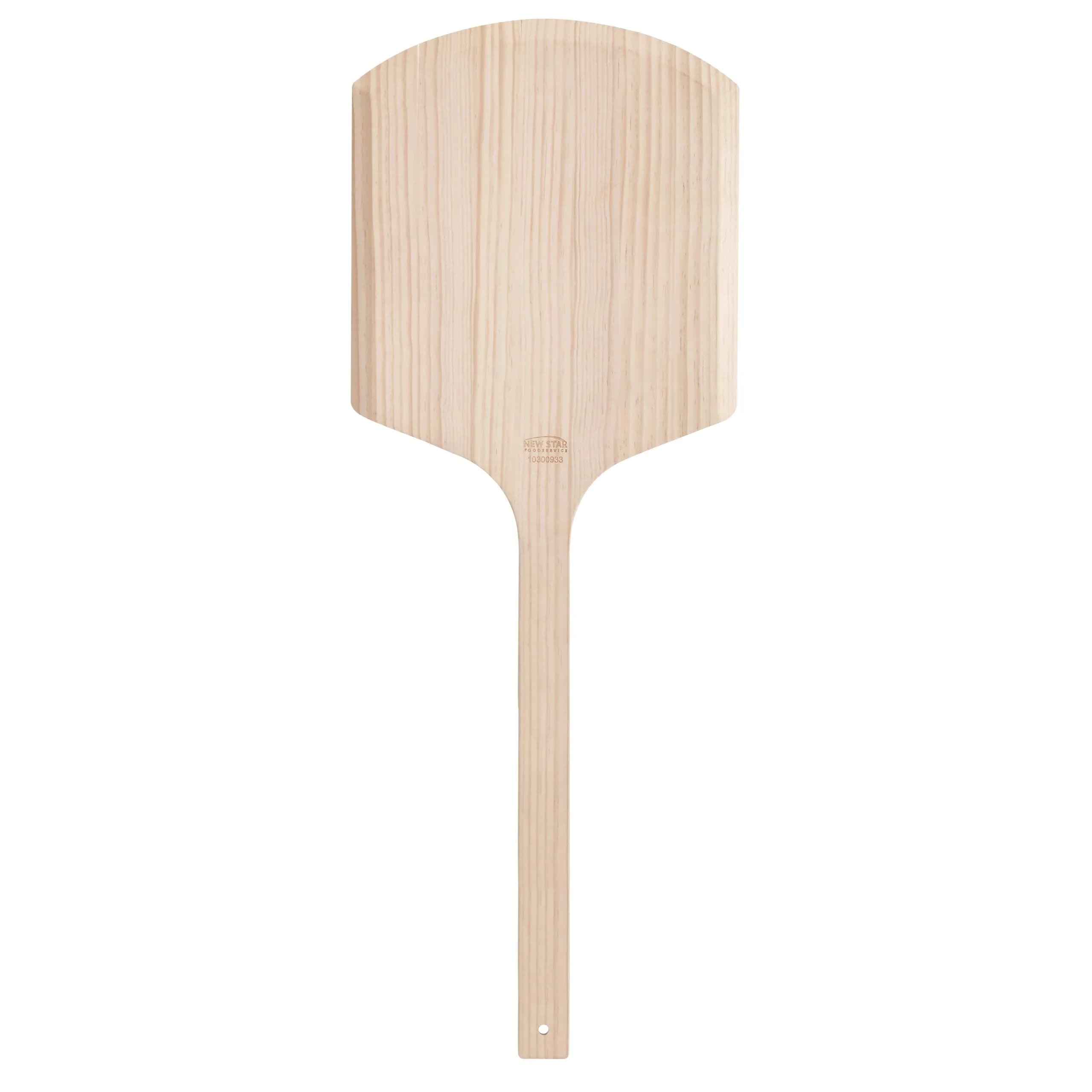 New Star Foodservice Wooden Pizza Peel 14" x 14" | Durable Basswood, 36" Handle