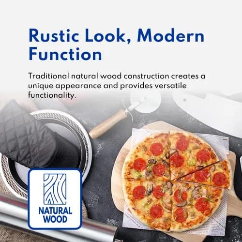 New Star Foodservice Wooden Pizza Peel 14" x 14" | Durable Basswood, 36" Handle thumbnail 5