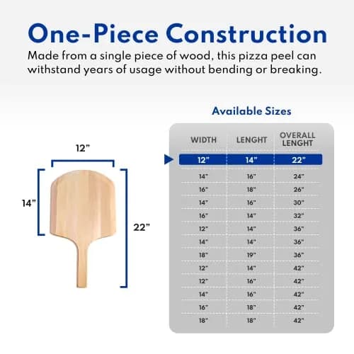 New Star Foodservice Wooden Pizza Peel 14" x 14" | Durable Basswood, 36" Handle thumbnail 8