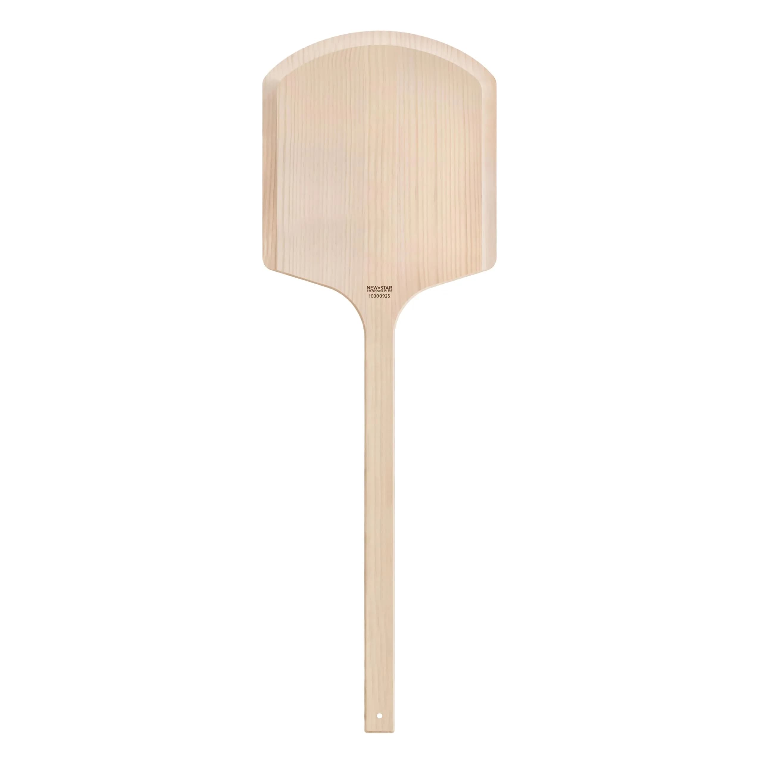 New Star Foodservice Wooden Pizza Peel 16"L x 14"W | Durable Basswood, Extended Handle - main product image