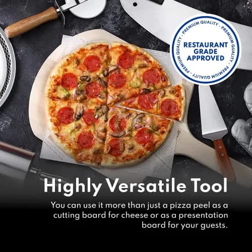 New Star Foodservice Wooden Pizza Peel 16"L x 14"W | Durable Basswood, Extended Handle thumbnail 7