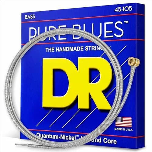 DR Strings Pure Blues Quantum-Nickel Bass Strings Medium Gauge .45-.105 | Balanced Tone for Fingerstyle, Pick, and Slap thumbnail 1