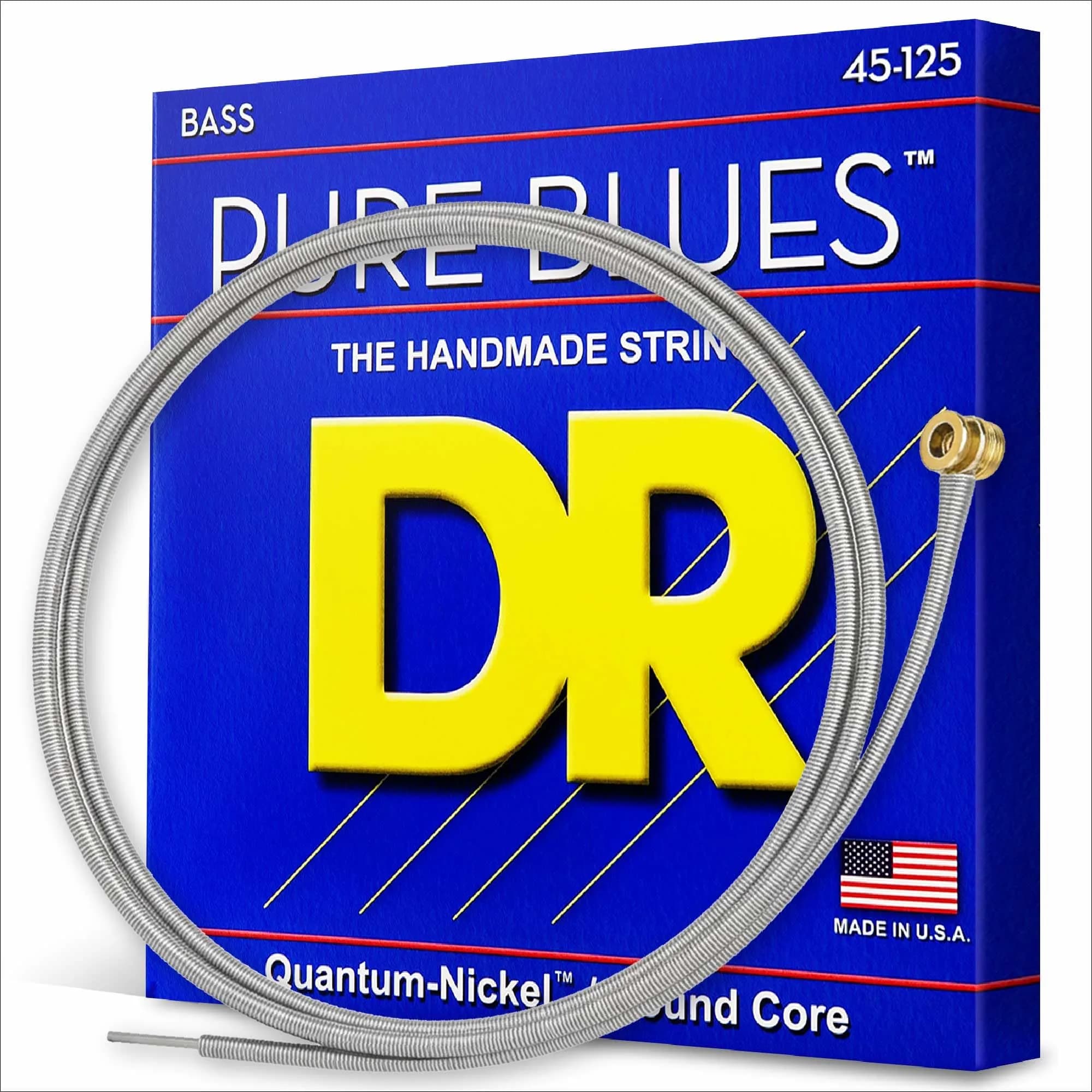 DR Strings Pure Blues Bass Guitar Strings Light 40-100 (0.24 lb / 109 g) | Quantum Nickel Wrap Wire — 45-125