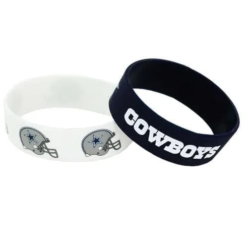 aminco NFL Dallas Cowboys Silicone Rubber Bracelet 2-Pack White | Officially Licensed Fan Gear thumbnail 1