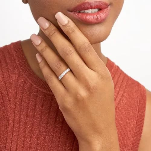Morgan & Paige Silver Ring Size 7 | Platinum Plated CZ Wedding Band (70-120 chars) thumbnail 2
