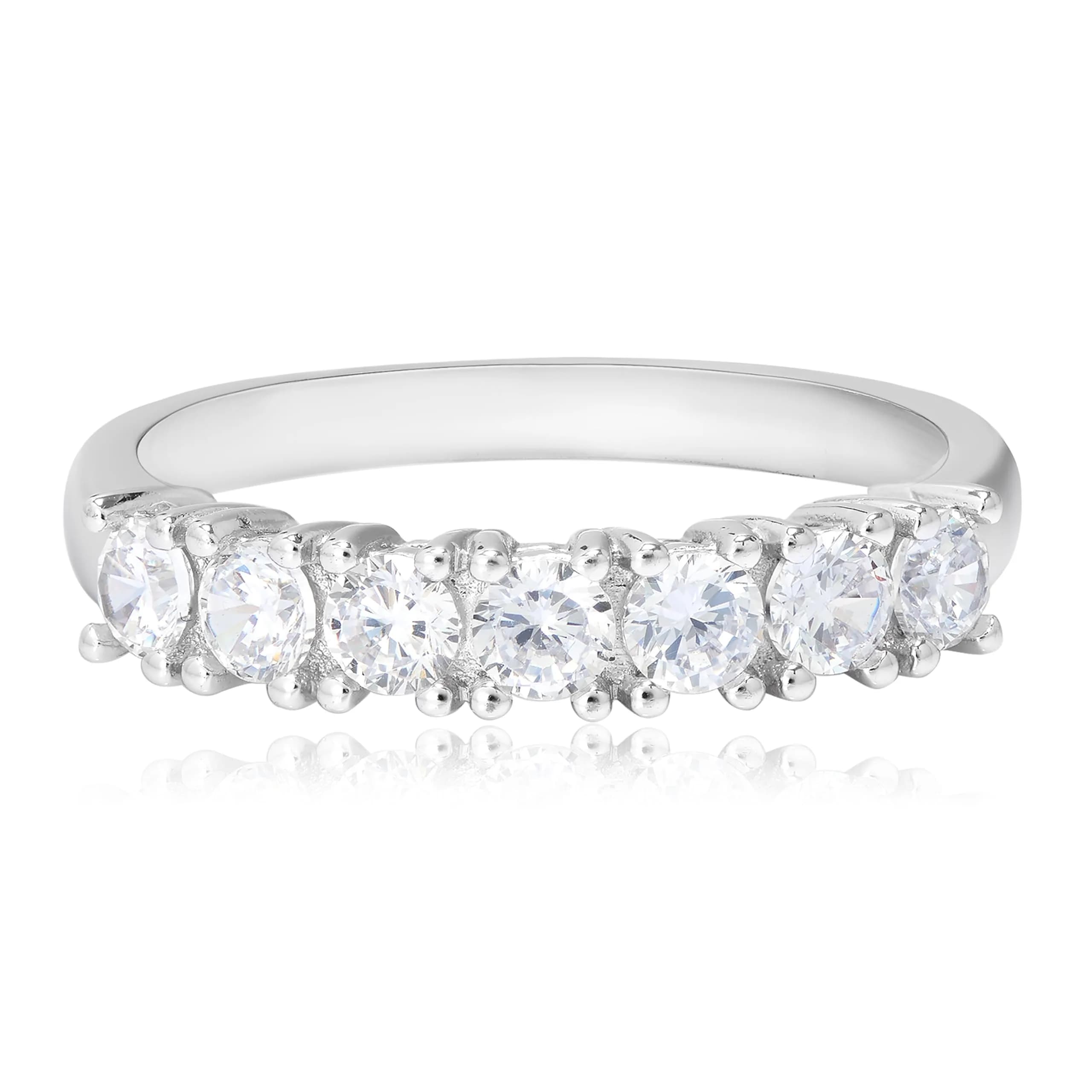 Morgan & Paige Silver Ring Size 7 | Platinum Plated CZ Wedding Band (70-120 chars) — Platinum