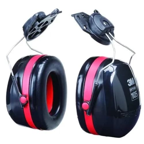 3M PELTOR Optime 105 Ear Muffs, Cap Style Hard Hat Attached, NRR 27 dB | Industrial Hearing Protection thumbnail 1