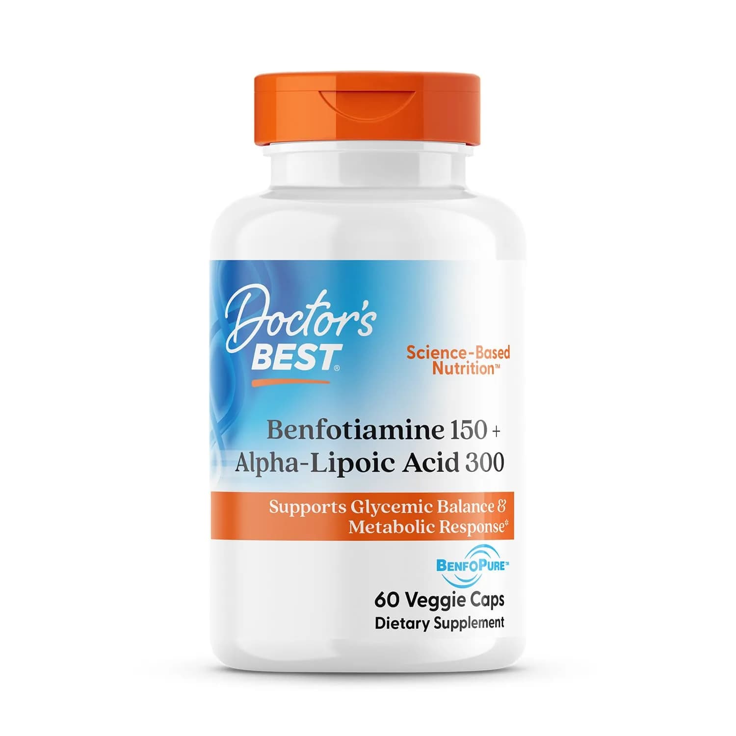 Doctor's Best Benfotiamine Alpha Lipoic Acid Supplement 60 Veg Caps | Supports Glycemic Balance & Metabolic Response — No Color