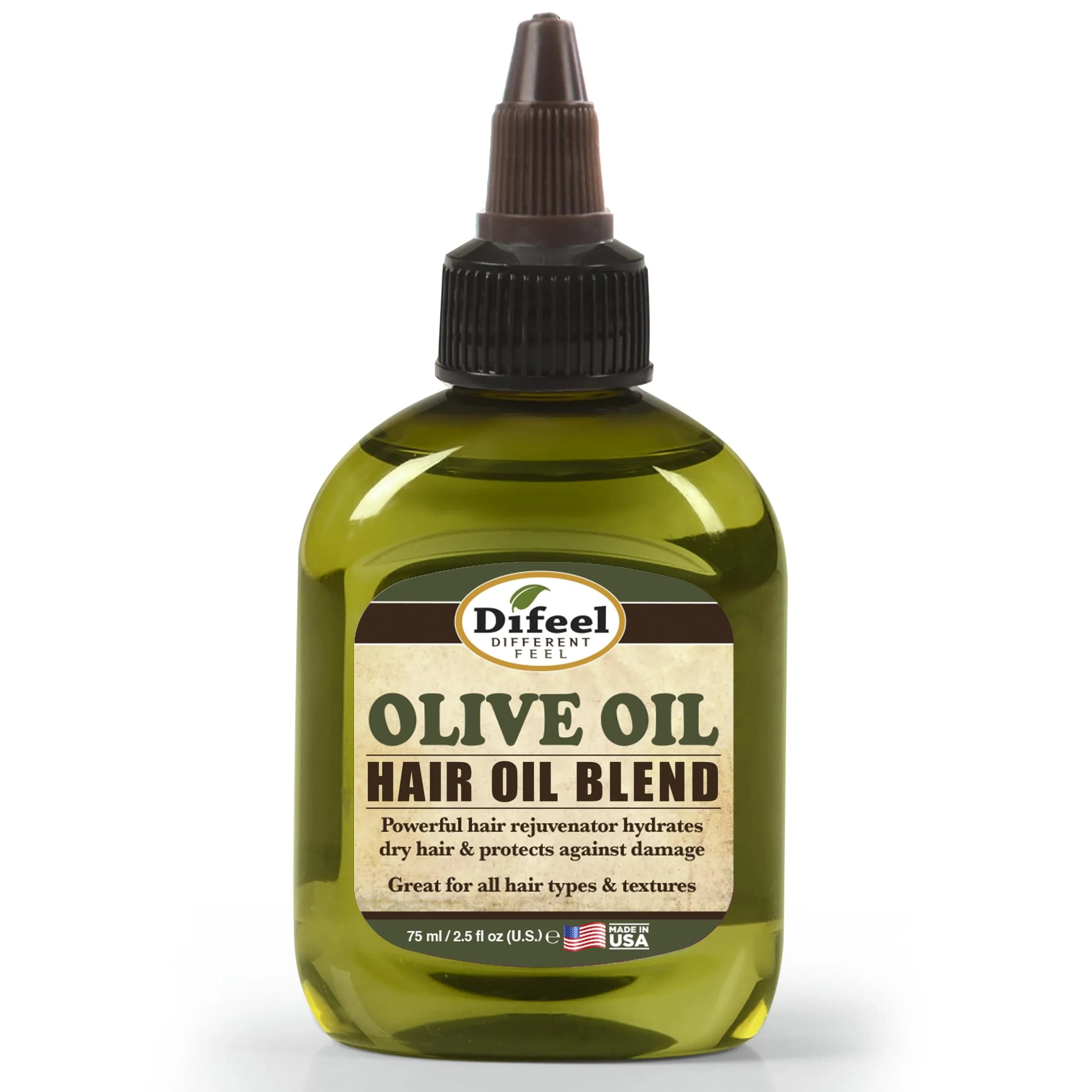 Difeel Olive Hair Oil Blend 74ml (2.5 Fl Oz) | Hydrates Dry Hair — 2.5 Fl Oz