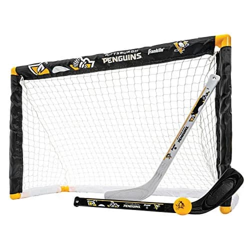 Franklin Sports NHL Mini Hockey Goal + Stick Set - Pittsburgh Penguins 76 cm (28 in) x 51 cm (20 in) | Official NHL Team Toy thumbnail 1