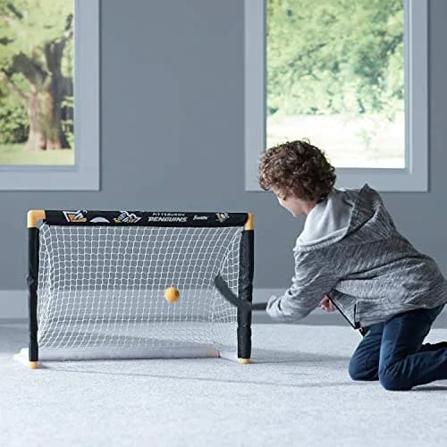 Franklin Sports NHL Mini Hockey Goal + Stick Set - Pittsburgh Penguins 76 cm (28 in) x 51 cm (20 in) | Official NHL Team Toy thumbnail 6