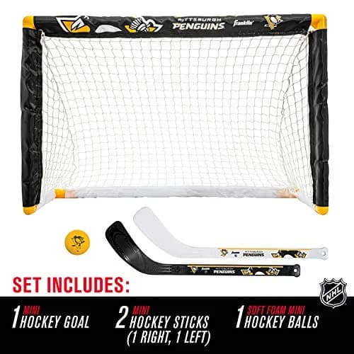 Franklin Sports NHL Mini Hockey Goal + Stick Set - Pittsburgh Penguins 76 cm (28 in) x 51 cm (20 in) | Official NHL Team Toy thumbnail 2