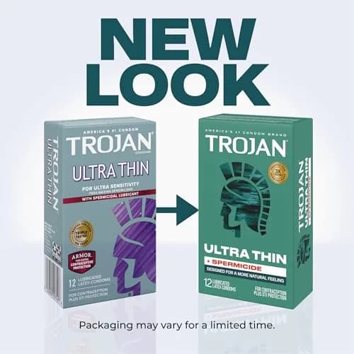 Trojan Ultra Thin Plus Spermicide Condoms 12 Count | Natural Feeling & Extra Pregnancy Protection thumbnail 2