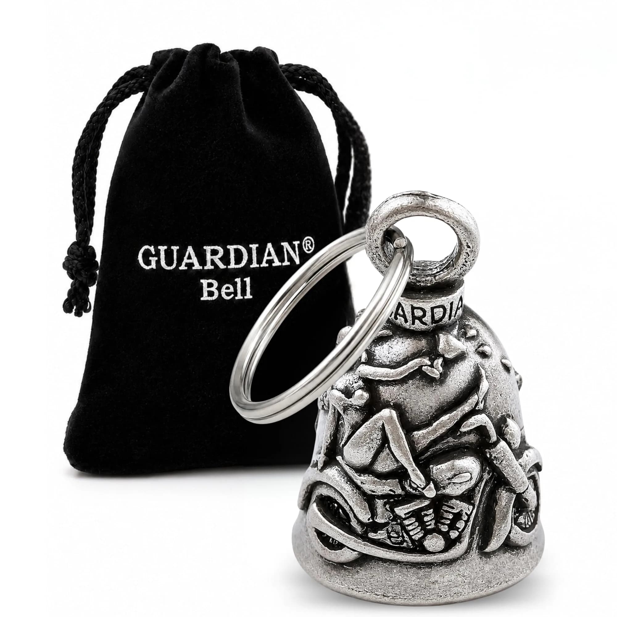 Guardian Bell Biker Betty V-Twin Good Luck Bell with Keyring & Gift Bag | Motorcycle Bell | Lead-Free Pewter | 4.2 cm (1.75") - main product image