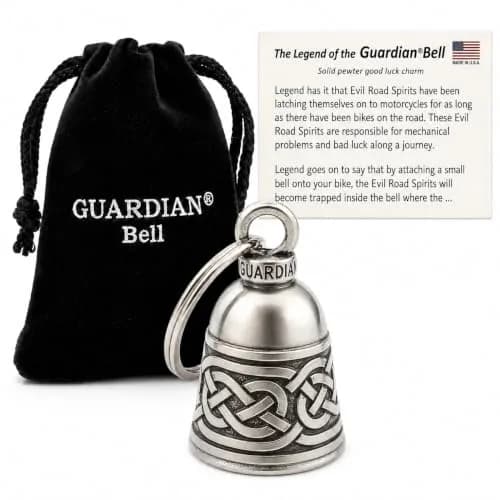 Guardian Bell Celtic Weave Good Luck Bell 2 Inch | Lead-Free Pewter, Made in USA, Versatile Motorcycle & Vehicle Charm thumbnail 1