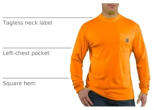 Carhartt Men's Force Relaxed LS T-Shirt Brite Orange 4X-Large | Moisture-Wicking, Stain-Resistant Work Tee thumbnail 3