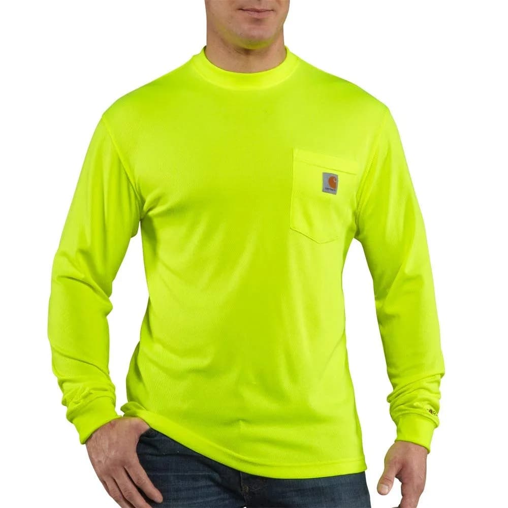 Carhartt Men's Force Relaxed LS T-Shirt Brite Orange 4X-Large | Moisture-Wicking, Stain-Resistant Work Tee — Brite Lime / XX-Large
