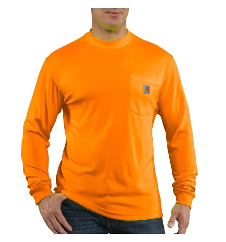 Carhartt Men's Force Relaxed Color Enhanced LS T-Shirt, Brite Orange, Medium