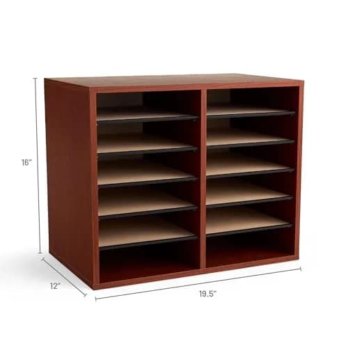 Safco Literature Organizer 12 Compartments | Office & Classroom Mailbox with Adjustable Shelves, Cherry thumbnail 6