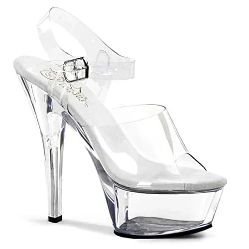Pleaser Kiss-208 Ankle-Strap Platform Sandal | 6" Spike Heel & Rubber Sole (10 US) thumbnail 1