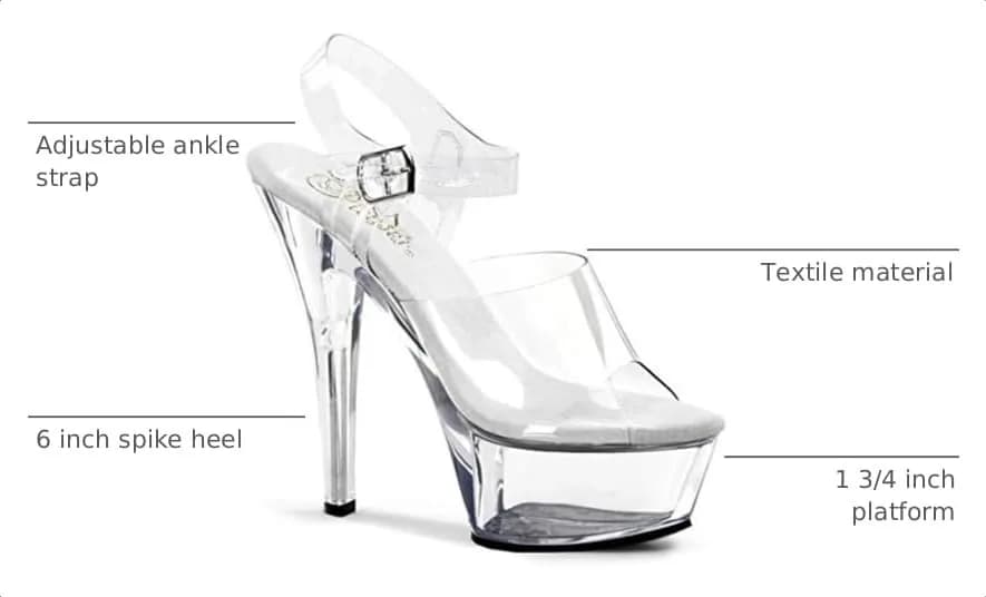 Pleaser Kiss-208 Ankle-Strap Platform Sandal | 6" Spike Heel & Rubber Sole (10 US) thumbnail 4