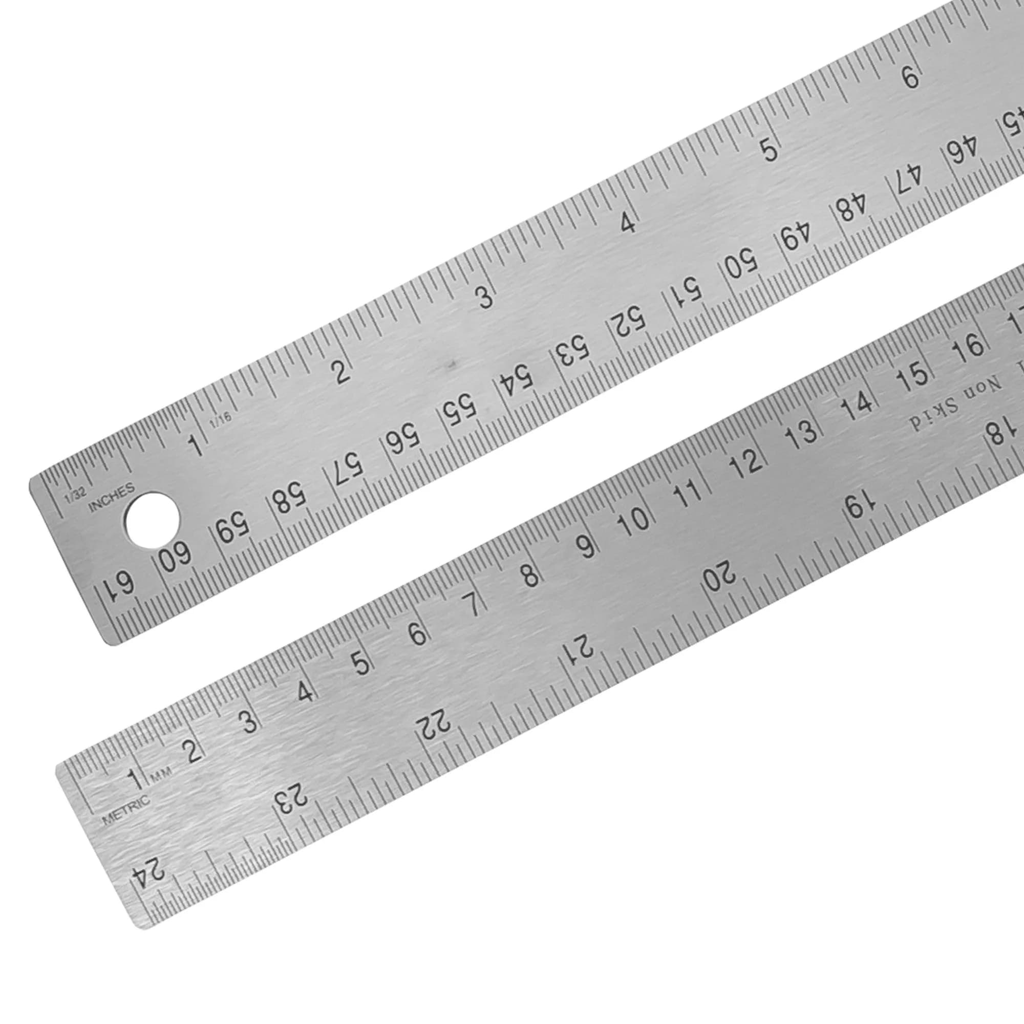Pacific Arc Stainless Steel 24 Inch Metal Ruler with Cork Back & Metric Graduations | Precise Measuring Tool