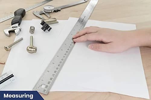 Pacific Arc Stainless Steel 24 Inch Metal Ruler with Cork Back & Metric Graduations | Precise Measuring Tool thumbnail 7