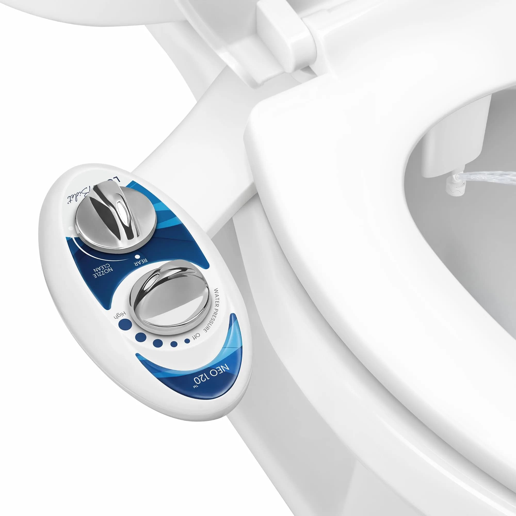 LUXE Bidet NEO 120 Self-Cleaning Bidet Attachment for Toilet Seat, Blue | Non-Electric, Adjustable Pressure, Rear Wash