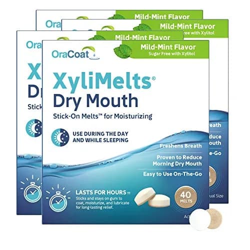 OraCoat XyliMelts for Dry Mouth Relief with Xylitol 40 Ct - 4 Pk, Mild Mint | Long-Lasting Moisture & Natural Sugar-Free Relief thumbnail 1