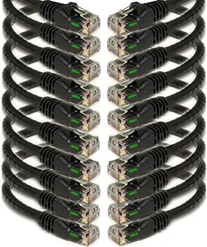 iMBAPrice UL Listed Cat6 Ethernet Network Patch Cable 7 Feet (2.13m) | 10 Pack Black, 10Gbps Gigabit Speed thumbnail 1