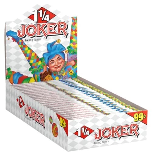 Joker Premium 1 1/4" Rolling Papers | Classic French White Sheets, 576 Leaves, Slow Burning thumbnail 1