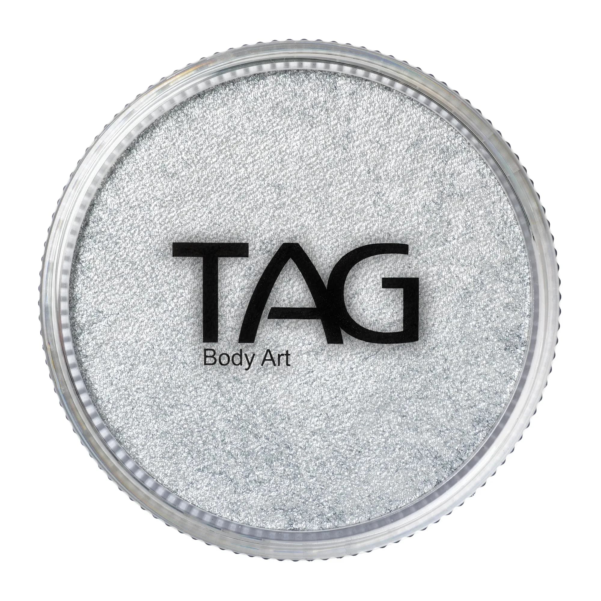 TAG Pearl Silver Face and Body Paint 32gm (1.13 oz) | Hypoallergenic, Non-Toxic, Wax-Based for Flexible Designs - main product image