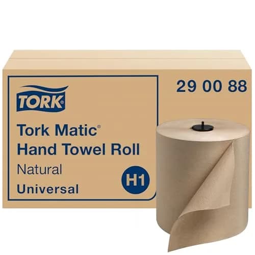 Tork Matic Paper Hand Towel Roll Natural H1, 6 Rolls x 700 ft | Eco-Friendly Recycled Fiber thumbnail 1