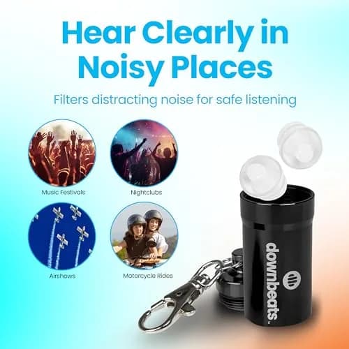 DownBeats Clear Earplug High Fidelity Ear Plugs for Concerts, Festivals & Noisy Events - 18dB Noise Reduction with Aluminum Case thumbnail 7