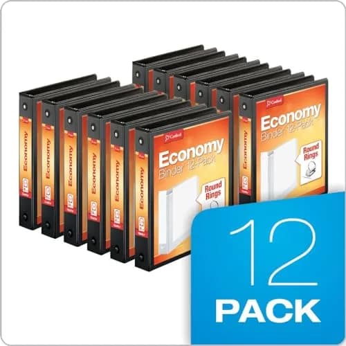 Cardinal Economy 3-Ring Binders 1.5 inch (38mm) Round Rings, Holds 350 Sheets | ClearVue Presentation View, Non-Stick, Black, Carton of 12 thumbnail 3