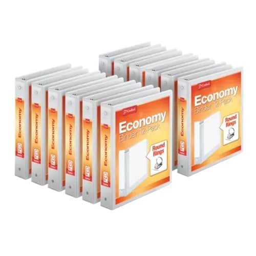Cardinal Economy 3-Ring Binders, 1.5 Inch Round Rings, Holds 350 Sheets, White, Carton of 12 | ClearVue Presentation View thumbnail 1