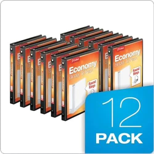 Cardinal Economy 3 Ring Binders, 1/2 inch Round Rings, Holds 125 Sheets, ClearVue Presentation View, Black, Carton of 12 | Durable Office & School Organization thumbnail 3