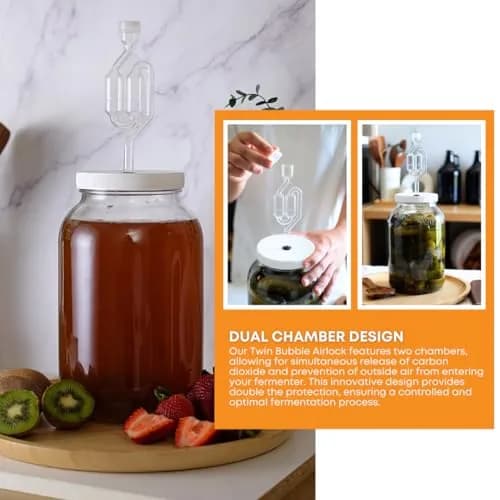 FastRack Twin Bubble Airlock and Carboy Bung 2-Pack | Fermentation Airlocks for Homebrewing Beer, Wine, Mead, and Kombucha thumbnail 2