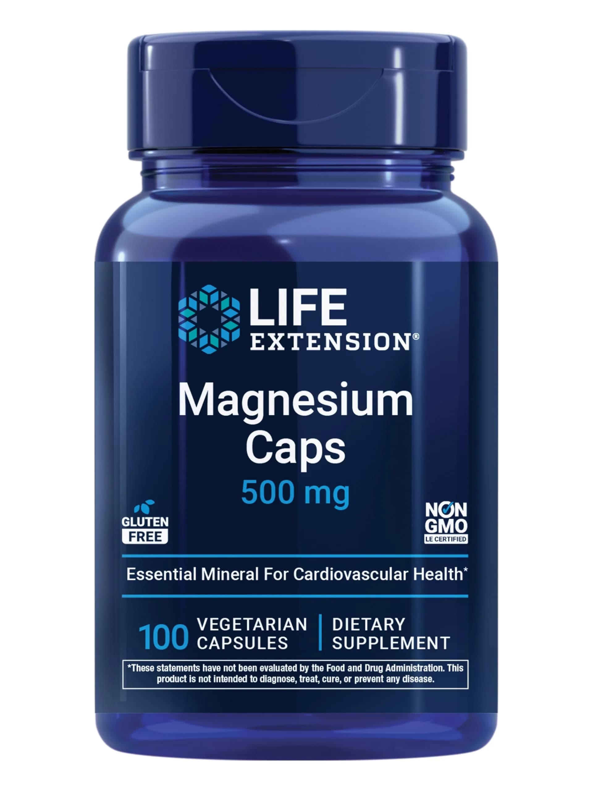Life Extension Magnesium Caps, 500 mg | Supports Heart, Bones & Brain - main product image