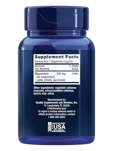 Life Extension Magnesium Caps, 500 mg | Supports Heart, Bones & Brain thumbnail 2