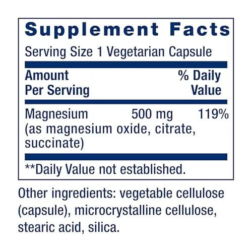 Life Extension Magnesium Caps, 500 mg | Supports Heart, Bones & Brain thumbnail 3