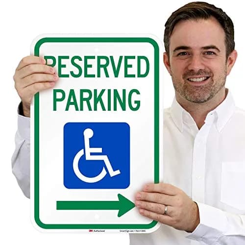 SmartSign Reserved Parking Federal Handicap Sign with Right Arrow | 12" x 18" (30cm x 45cm) 3M Reflective Aluminum thumbnail 4